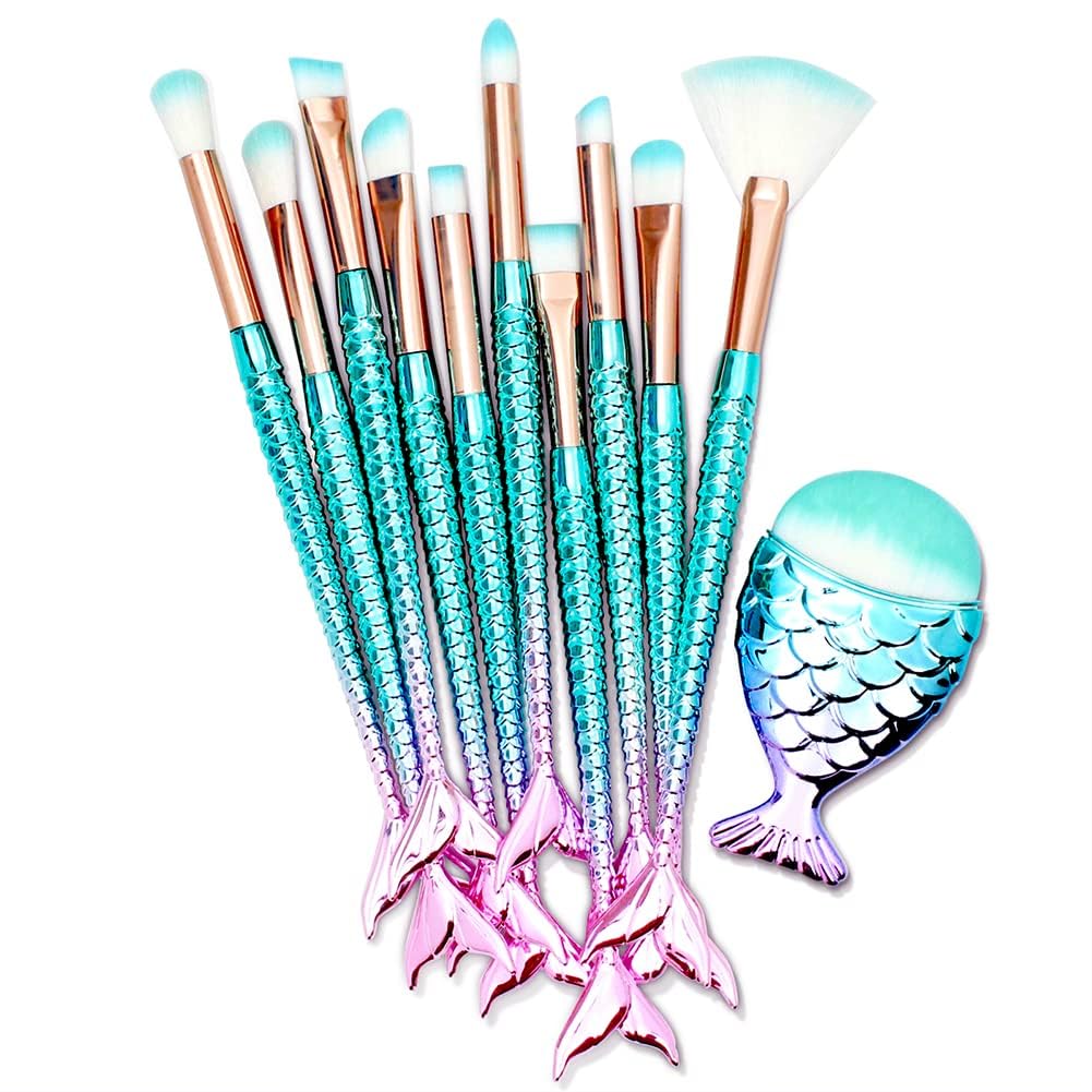 Elveressa 11 Piece Makeup Brush Set, Soft Blending Brushes for Eyes, Face & Lips
